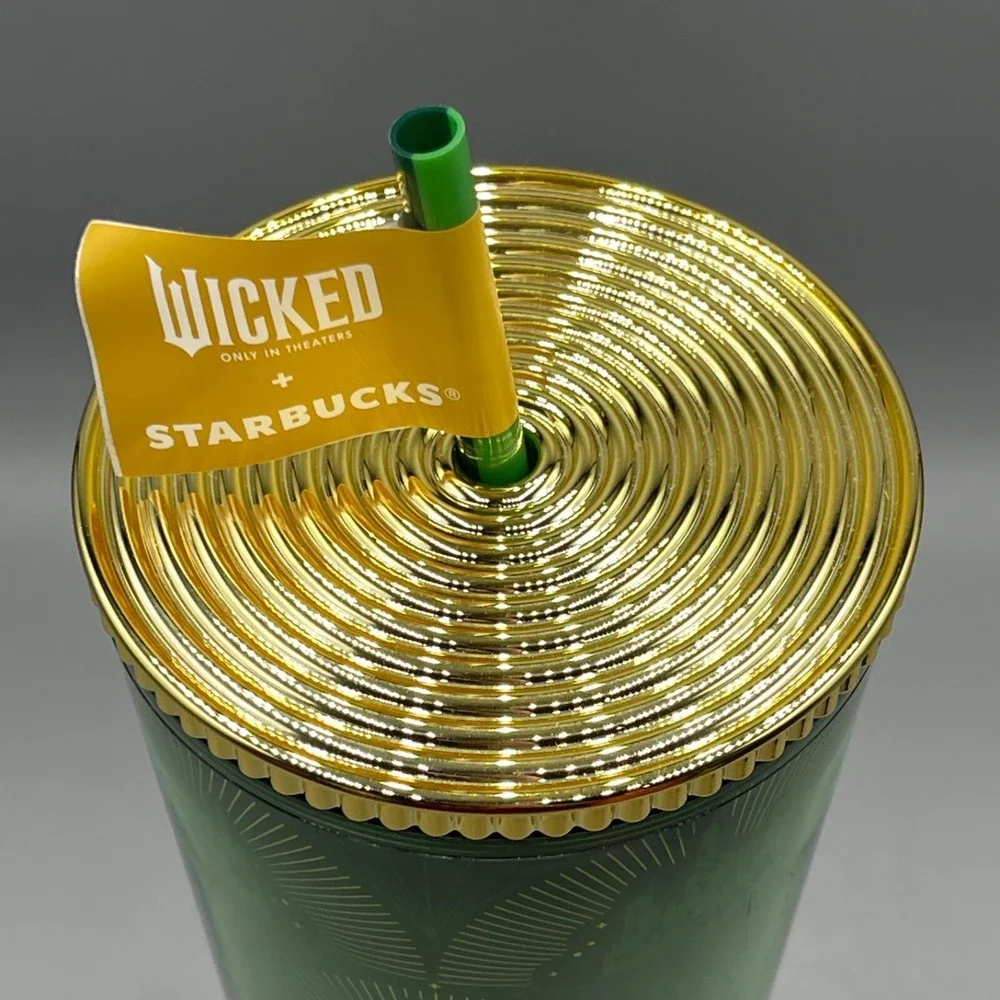 Starbucks Wicked Tumbler 24oz Emerald City Balloon‎ Straw Topper Green Set of 2